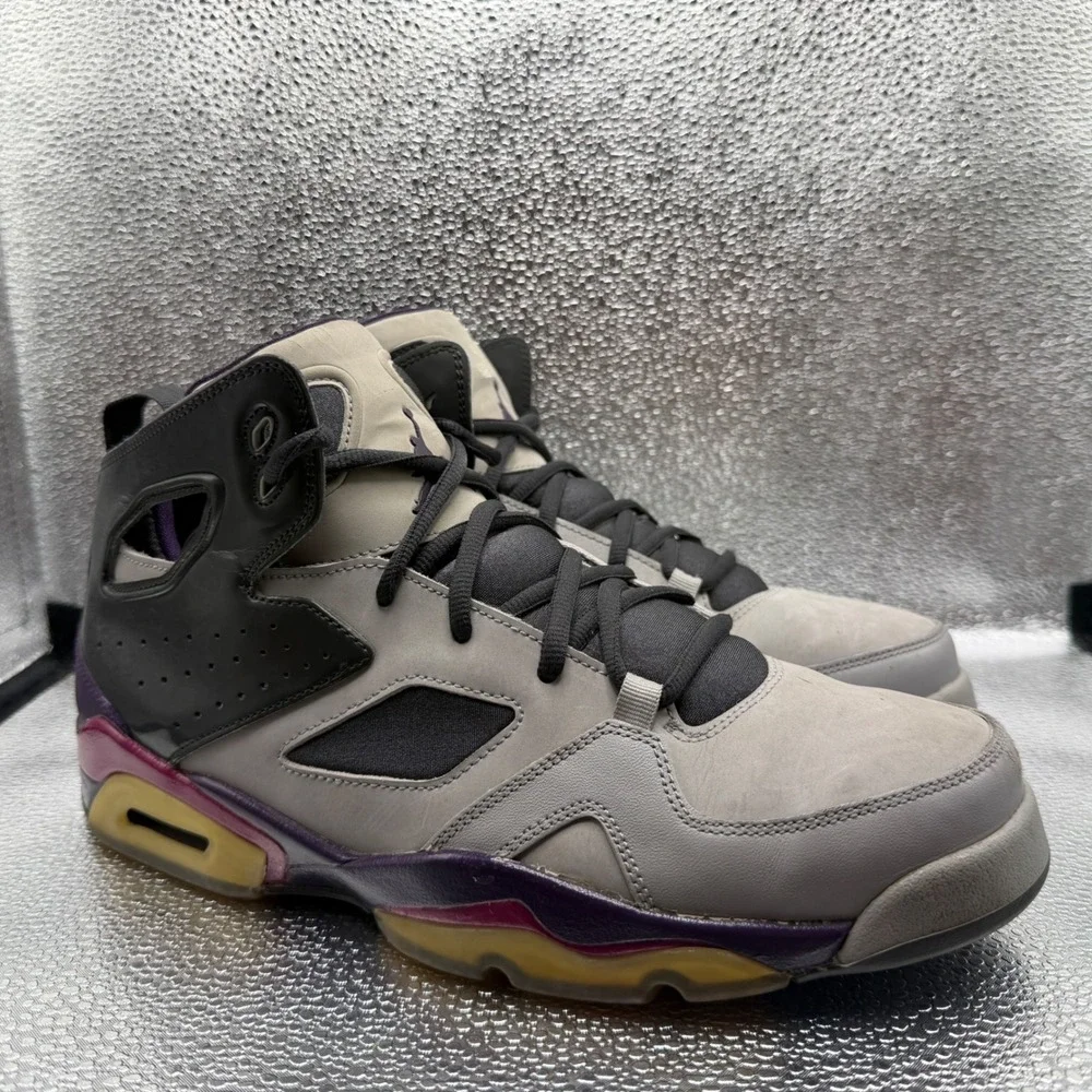 Size 10 Jordan Flight Club 91 Mens Grey Pink Good 555475-028 Night Stadium